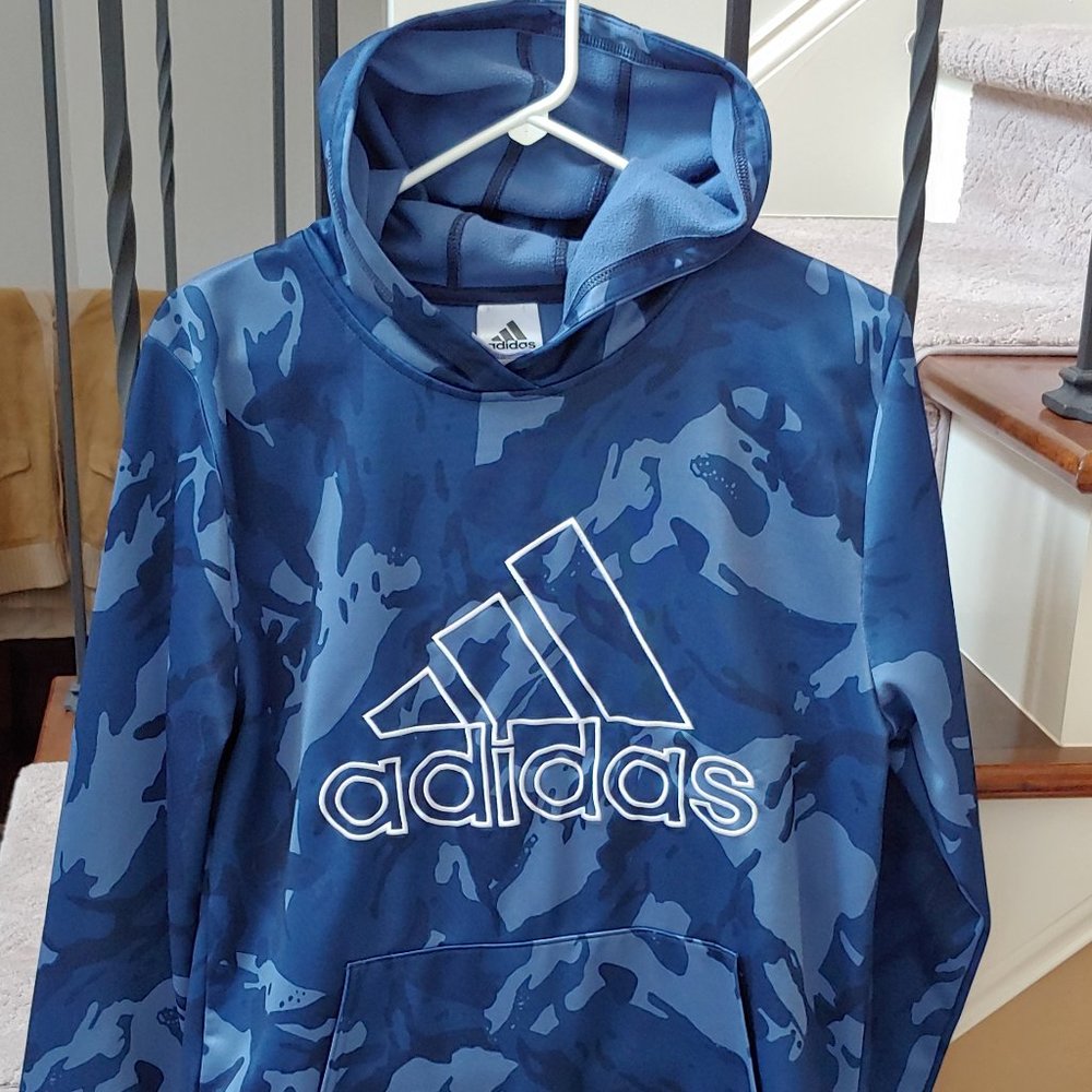 Adidas Boy's Hoodie Sweatshirt, Blue, XL (Youth)